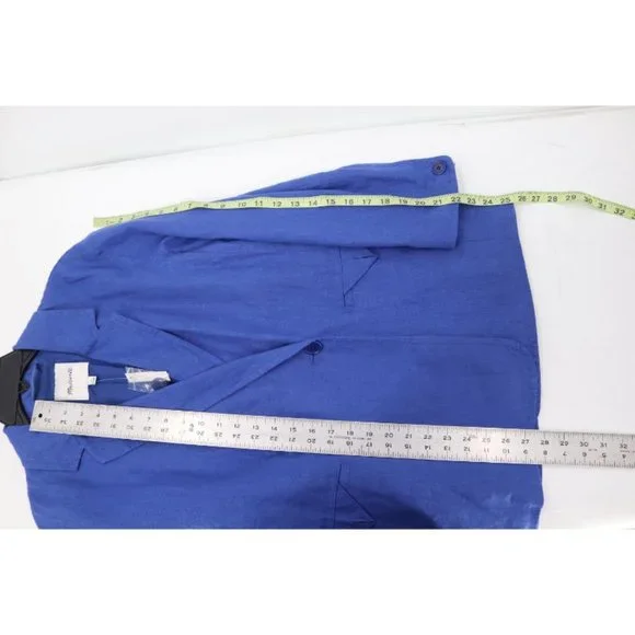 NWT madewell blazer women's Small Double breasted crossover linen blue notch